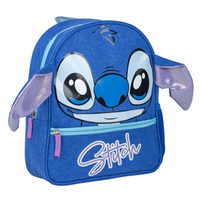 Mochila azul com rosto e orelhas 3D do personagem Stitch