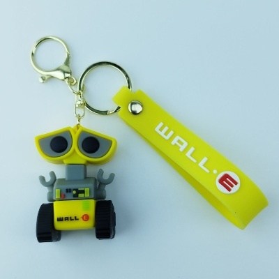 Chaveiro amarelo e cinza do robô WALL·E com tira amarela com texto WALL·E