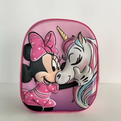 Mochila infantil rosa com estampa de Minnie Mouse e unicórnio
