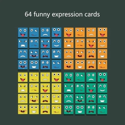 cartas coloridas com expressões faciais divertidas