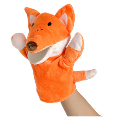 Fantoche de raposa cor de laranja em tecido macio