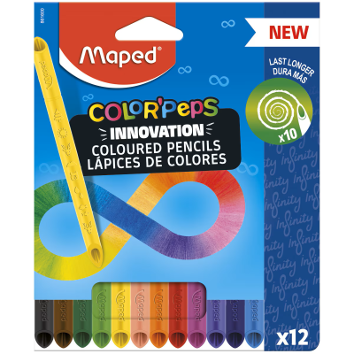 Embala de lápis de cor Maped Color'Peps com 12 lápis coloridos e design triangular