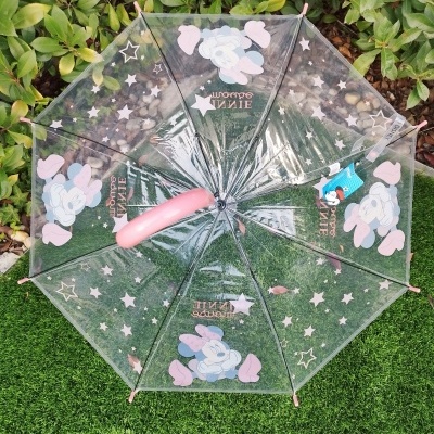 Guarda-chuva transparente com estampa da Minnie e estrelas