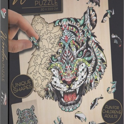 Quebra-cabeças de madeira 135 peças com cabeça de tigre colorida
