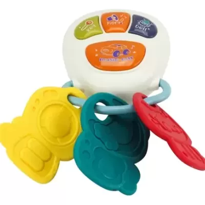 Brinquedo para bebé colorido com botões e peças de plástico