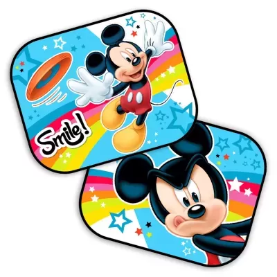 Lonas coloridas com Mickey Mouse e texto Smile