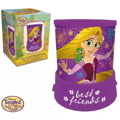 Lanterna projetora roxa com Rapunzel e texto best friends