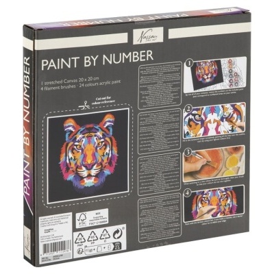 Caixa de kit Paint by Number com imagem colorida de um tigre