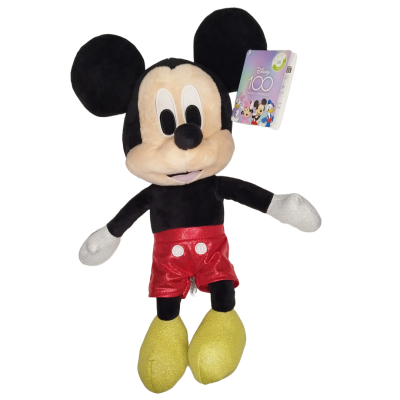 Pelúcia do Mickey Mouse com roupa vermelha e sapatos amarelos