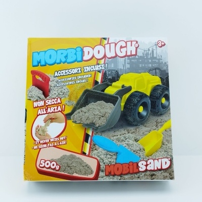 Caixa de brinquedo Morbi Dough Mobil Sand com veículo e areia moldável