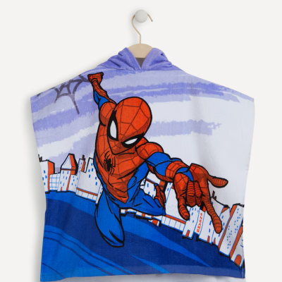 Toalha com capuz infantil Homem-Aranha azul e vermelho