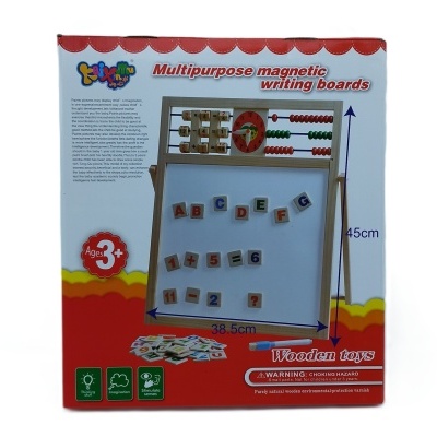 Quadro magnético de escrita para crianças, em madeira, com letras e números magnéticos coloridos