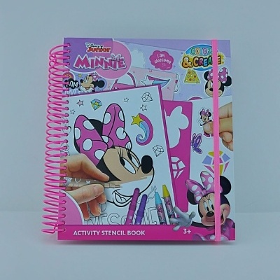 Livro de atividades Minnie com stencil para colorir e capa colorida