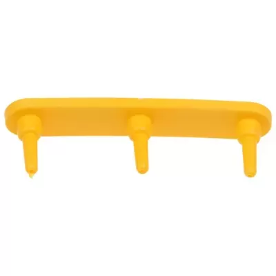 Suporte de plástico amarelo com três pontas cilíndricas