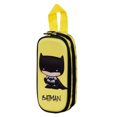 Estojo amarelo com imagem do Batman e alça amarela