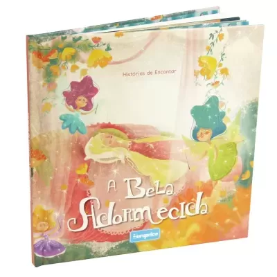 Livro infantil A Bela Adormecida com capa ilustrada e texto