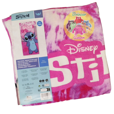 Toalha de praia Disney Stitch rosa tie-dye com etiqueta