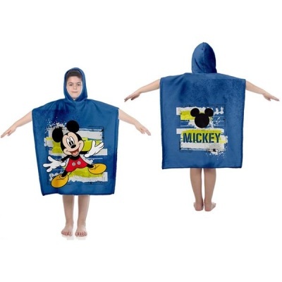 Poncho azul com capuz e estampa do Mickey Mouse para criança