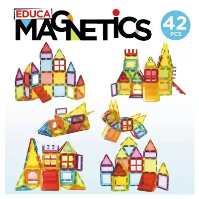 Conjunto de blocos magnéticos coloridos EDUCA MAGNETICS com 42 peças