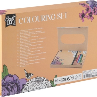 Conjunto de colorir Craft ID com embalagem cor de pêssego decorada com flores