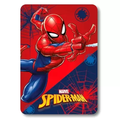 Artigo com desenho do Spider-Man em fundo vermelho e azul com texto Marvel Spider-Man