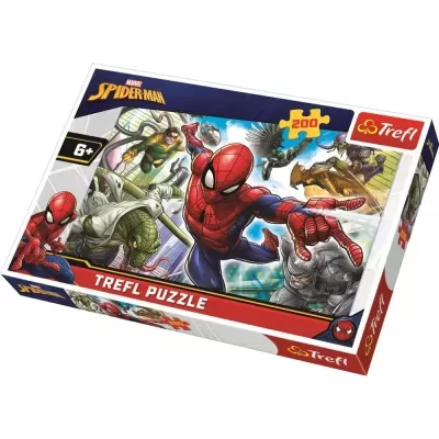Caixa de puzzle Trefl Spider-Man com 200 peças para crianças a partir de 6 anos.