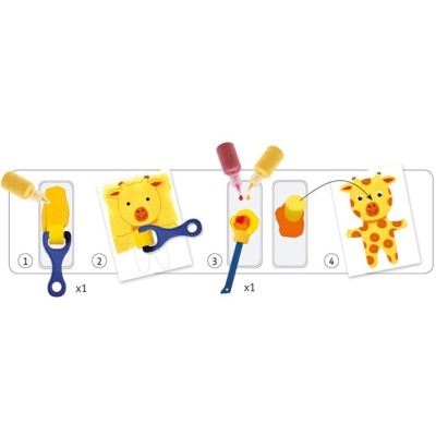 Conjunto para pintura com carimbos e tintas coloridas