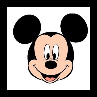 Cara sorridente do Mickey Mouse com orelhas pretas grandes