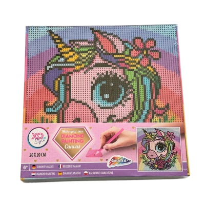 Caixa de pintura com diamantes de unicórnio cor-de-rosa colorido