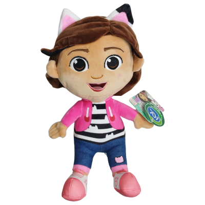 Pelúcia de boneca com orelhas de gato e roupa colorida