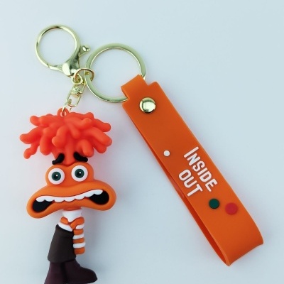 Chaveiro com personagem e fita silicone laranja com texto Inside Out