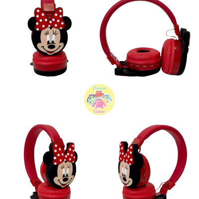 Auscultadores infantis vermelhos com tema Minnie Mouse