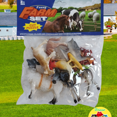 Brinquedos de animais da quinta em saco plástico com etiqueta Farm Set