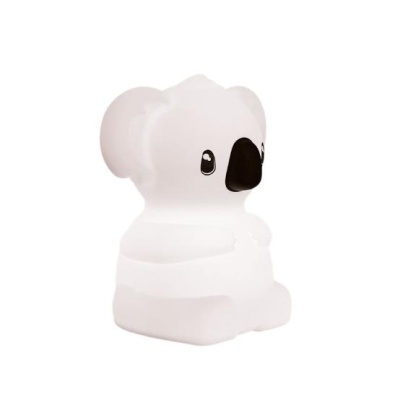 Figura decorativa coala plástico branco nariz preto olhos ilustrados