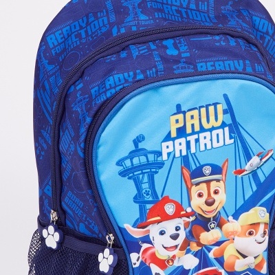 Mochila azul com estampa 'PAW PATROL' e detalhes em azul e branco