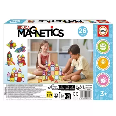 Conjunto magnético educa com 26 peças coloridas para crianças a partir de 3 anos