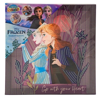 Caixa de kit de pintura de diamantes Frozen com Elsa e Anna em rosa e azul