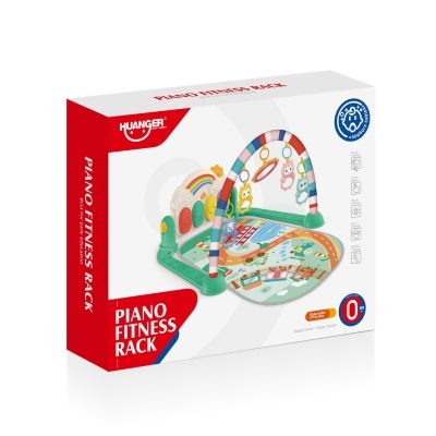 Caixa do brinquedo Piano Fitness Rack para bebés, com arco colorido e piano verde, amarelo e branco