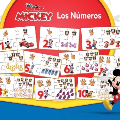 Quebra-cabeça educativo Disney Junior Mickey Los Números com números de 1 a 10 e imagens coloridas.