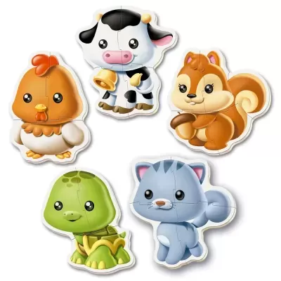 Puzzles infantis pequenos de animais cartoon coloridos