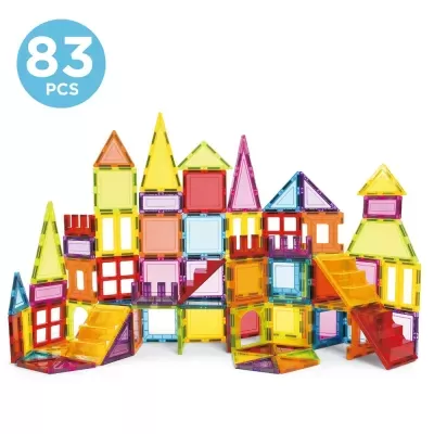Brinquedo de montar colorido translúcido com 83 peças