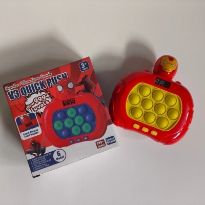 Brinquedo V3 Quick Push vermelho e amarelo com embalagem vermelha