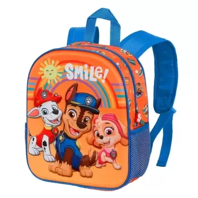 Mochila infantil com personagens da Patrulha Pata e texto Smile
