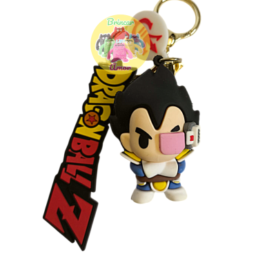 Porta-chaves Dragon Ball Z com personagem estilizado em borracha e etiqueta preta e vermelha
