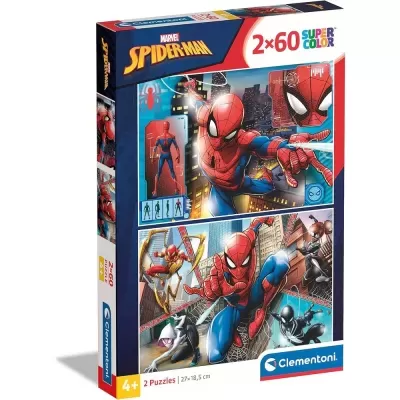 Caixa de puzzles Spider-Man Marvel coloridos 2x60 peças.