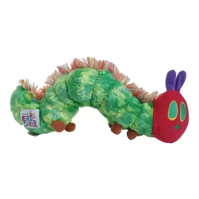 Pelúcia lagarta verde e vermelha com etiqueta da World of Eric Carle