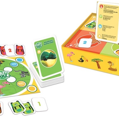 Jogo de tabuleiro educativo com carros coloridos e cartas
