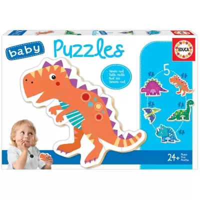 Caixa de puzzle para bebés com dinossauro laranja