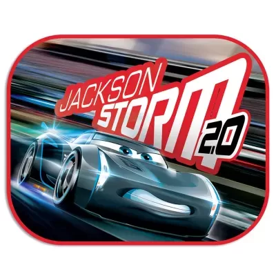 Tapete com carro animado cinzento e texto JACKSON STORM 2.0