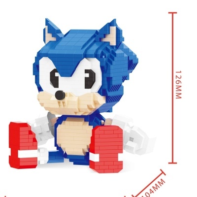 Figura de blocos de construção personagem azul com sapatos vermelhos e brancos